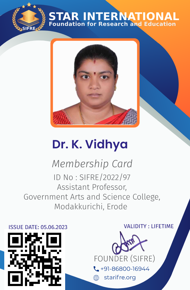 Dr. K. Vidhya, SIFRE/2022/97